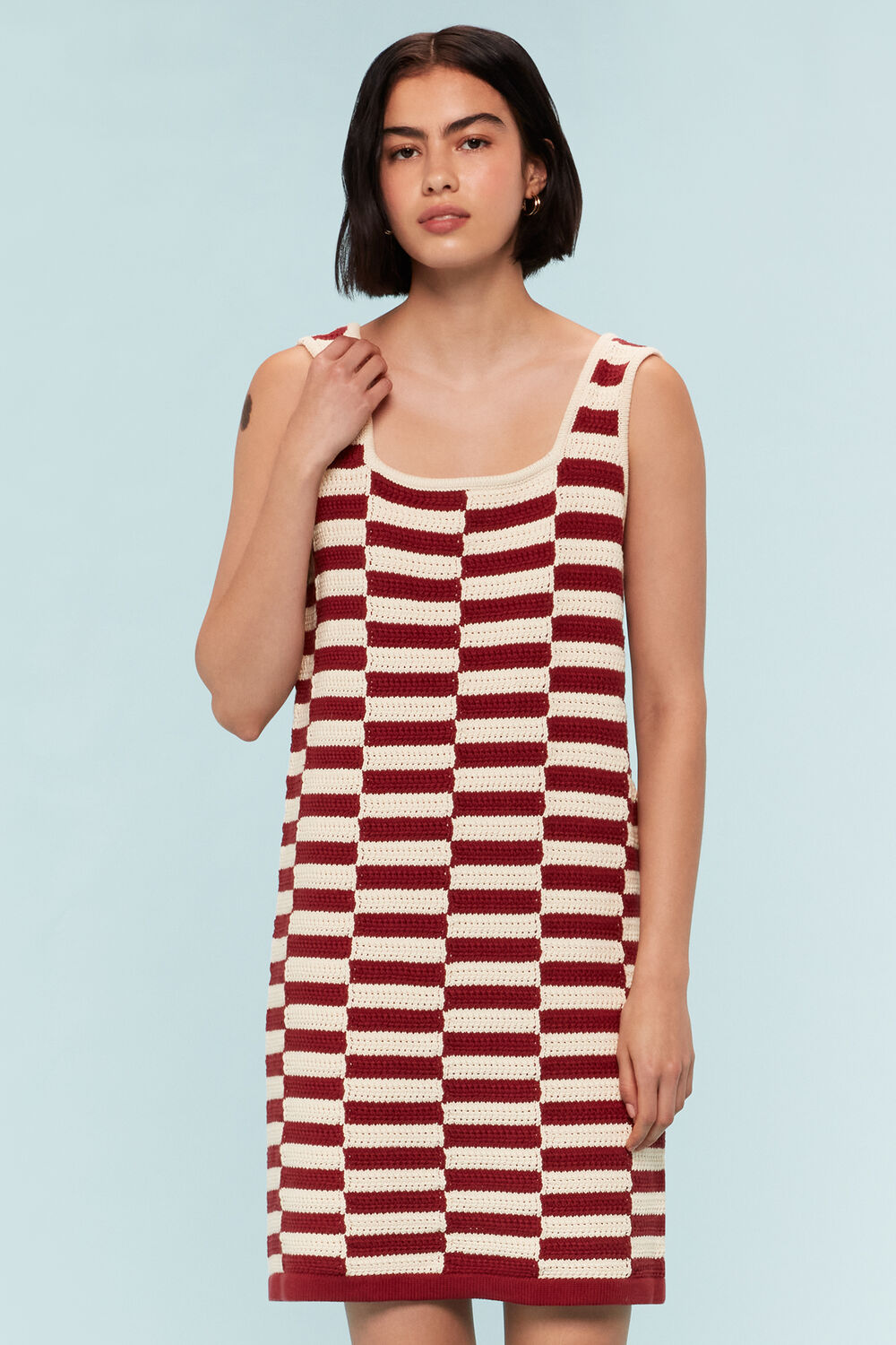 Crochet Stepped Stripe Dress