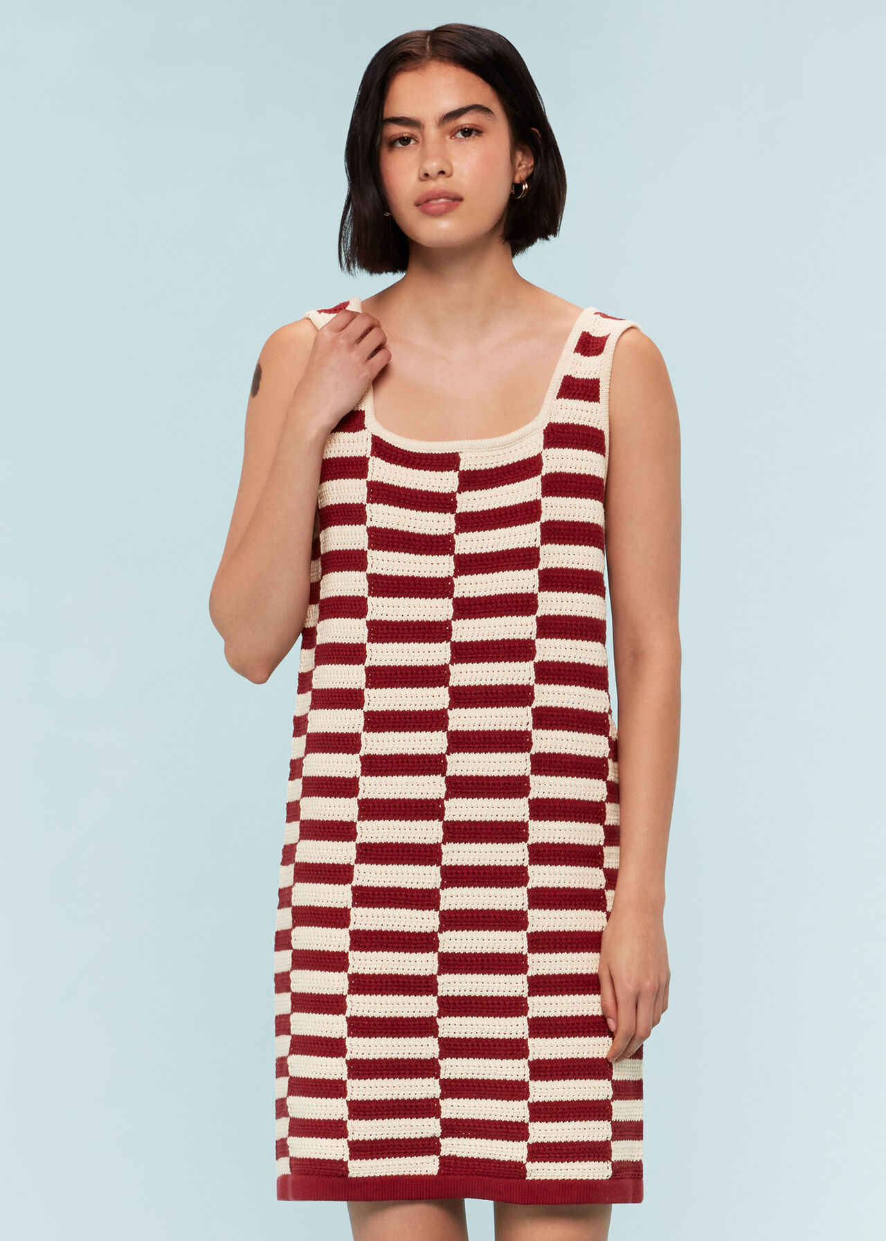 Crochet Stepped Stripe Dress