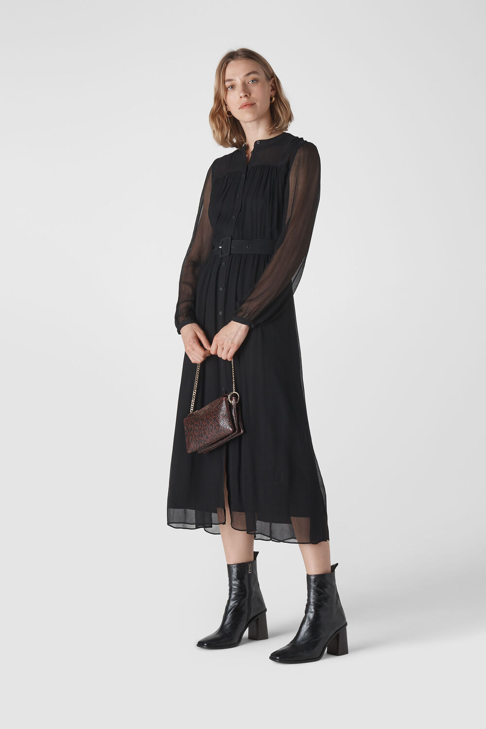 Bethany Belted Midi Dress Black