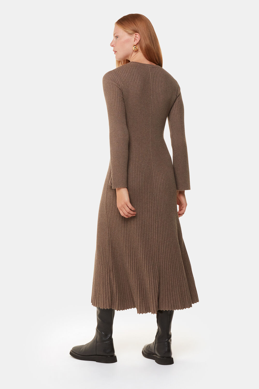 Taupe Willow Ribbed Sweater Dress