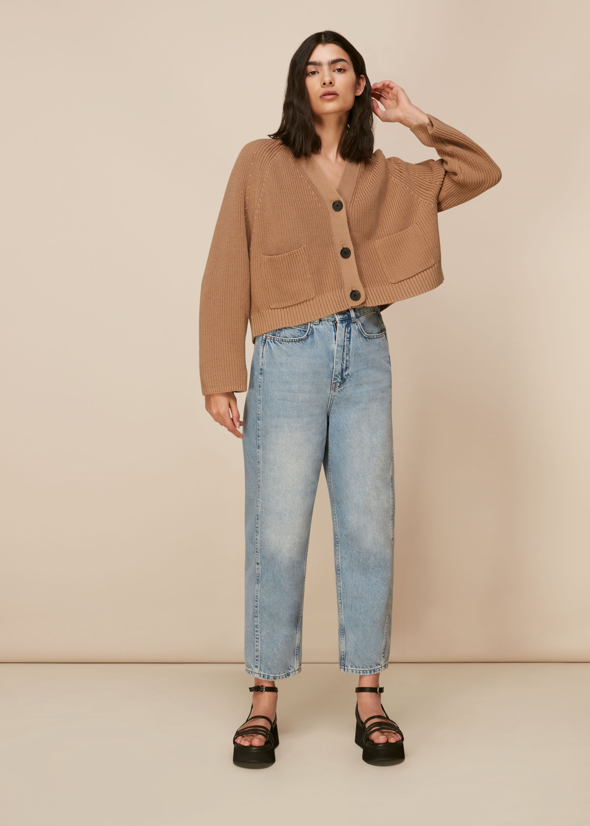Women's Camel Nora Button Pocket Cardigan | Whistles US |