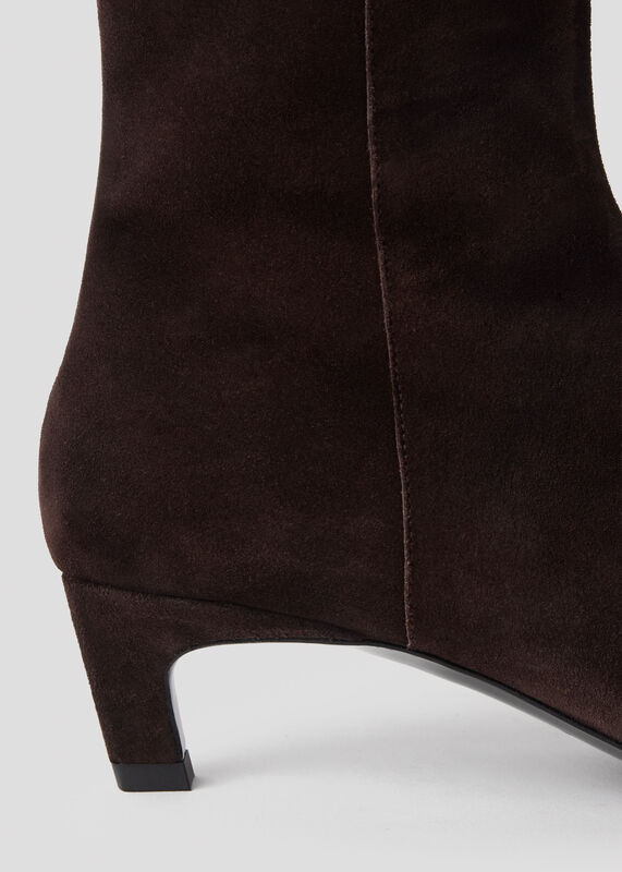 Chocolate Kitten Heel Suede Ankle Boot