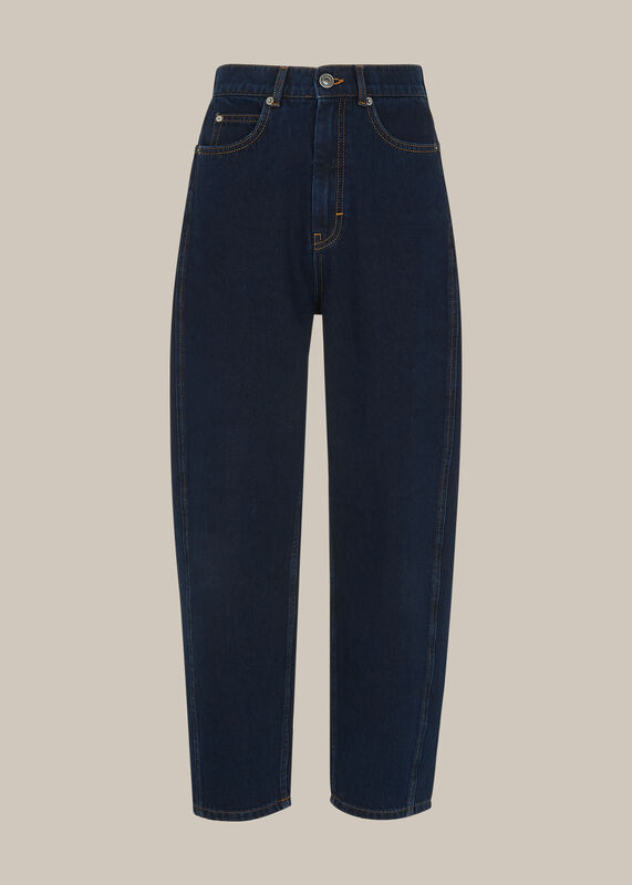 Navy Authentic Barrel Leg Jean