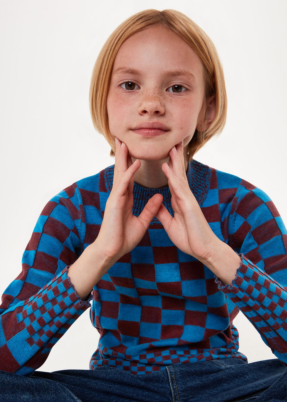 Checkerboard Knit Jumper