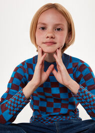 Checkerboard Knit Jumper