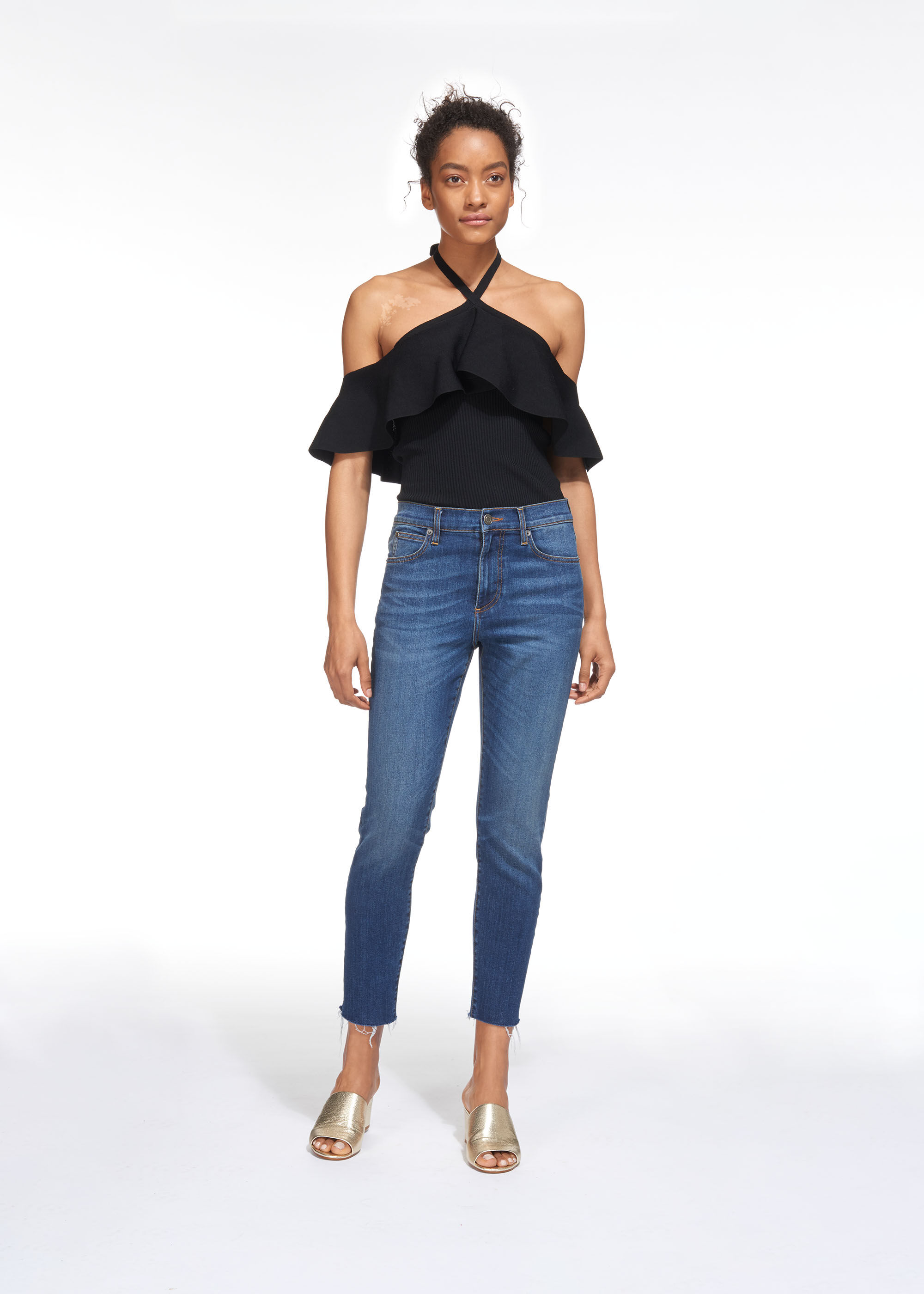 Frill Halter Neck Knit, Black | WHISTLES | Whistles US |