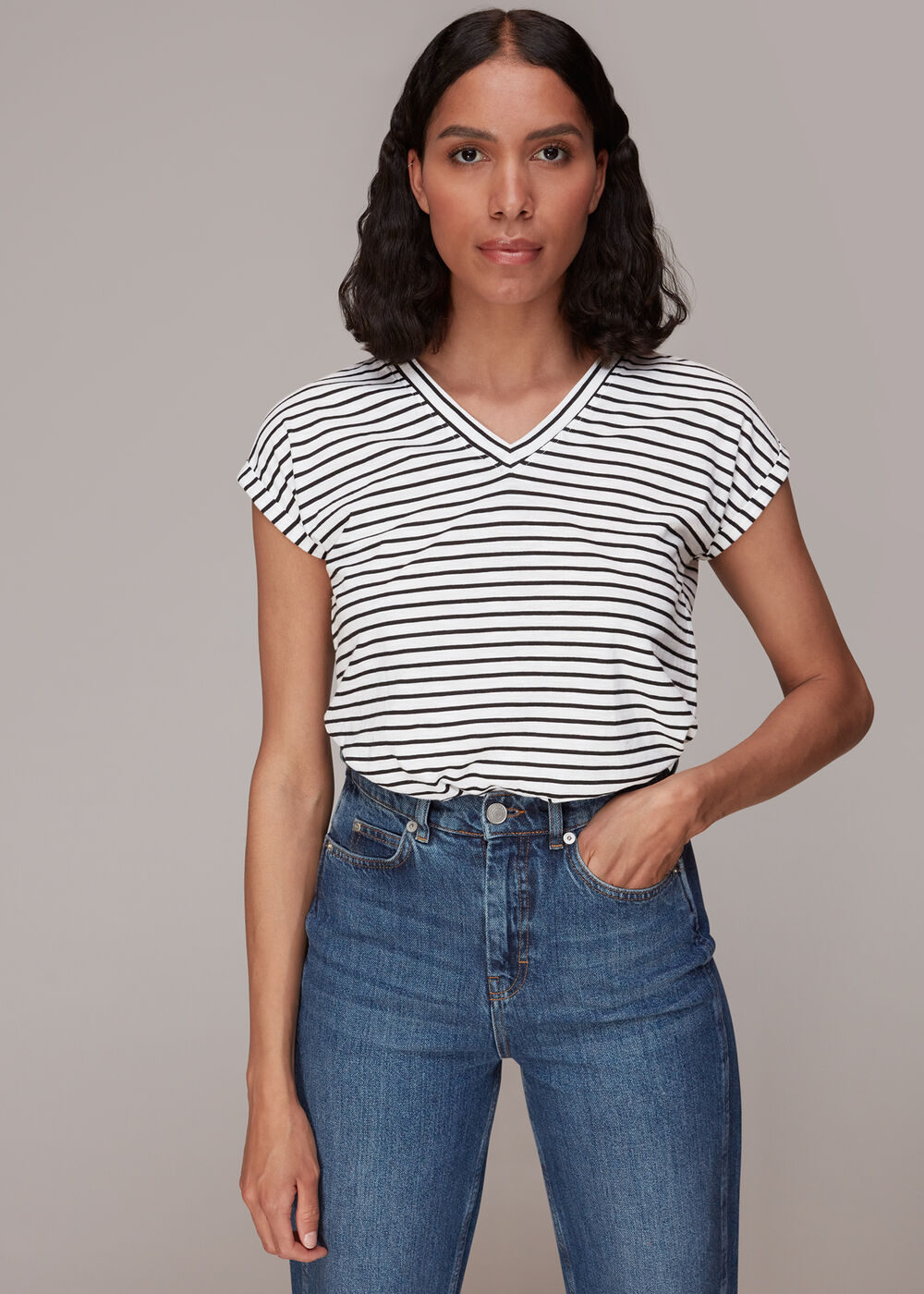 Willa Stripe V Neck Tee