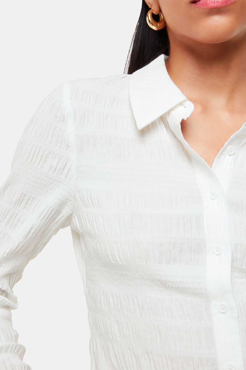 Plisse Button Front Shirt
