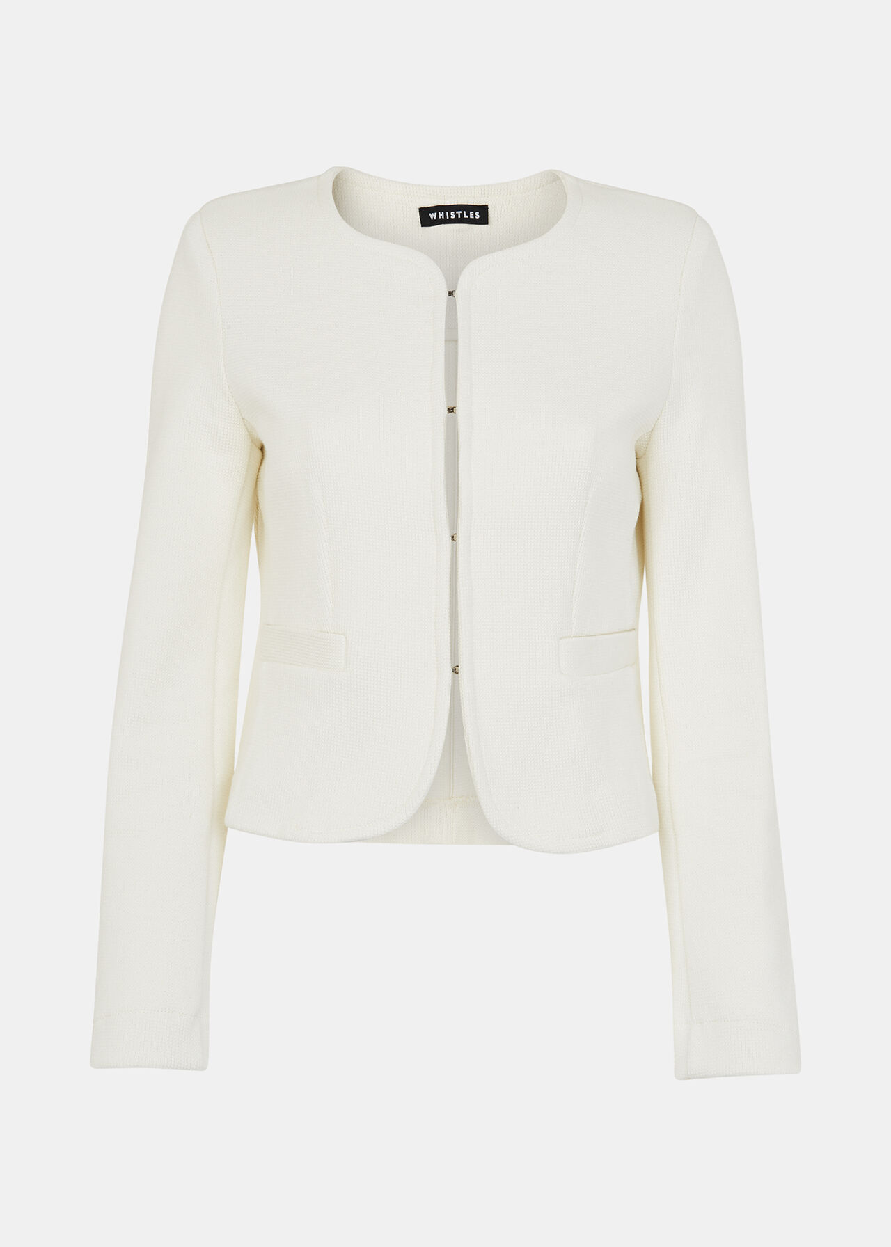 Ivory Collarless Cropped Jersey Jacket Whistles