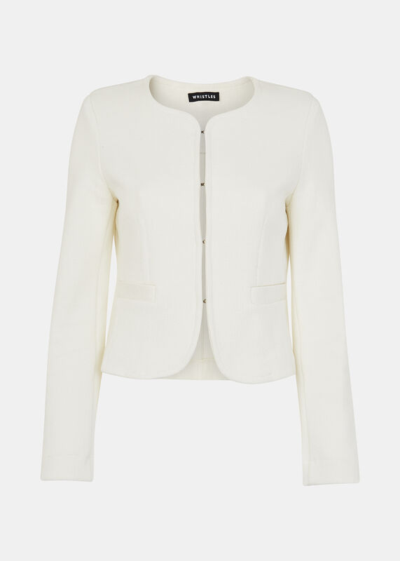 Collarless Jersey Jacket