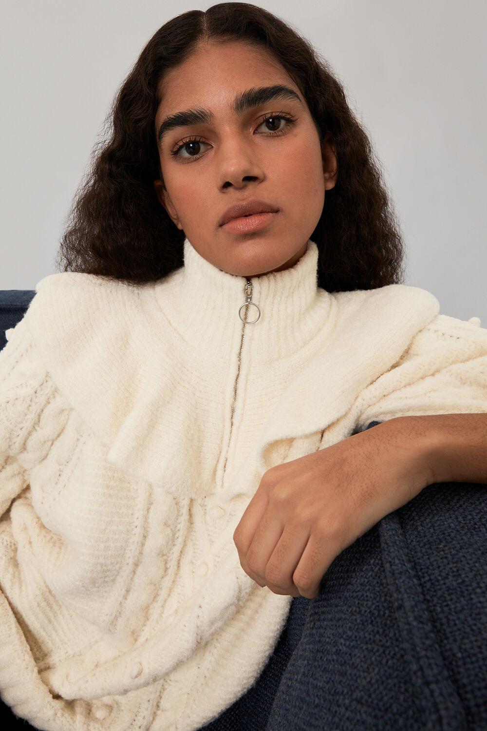 Electra Zip Frill Cable Knit