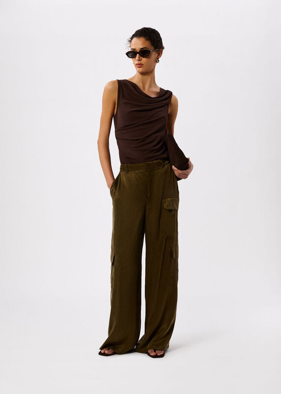 Chocolate Drape Neck Jersey Top