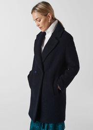 Boucle Double Breasted Coat Navy