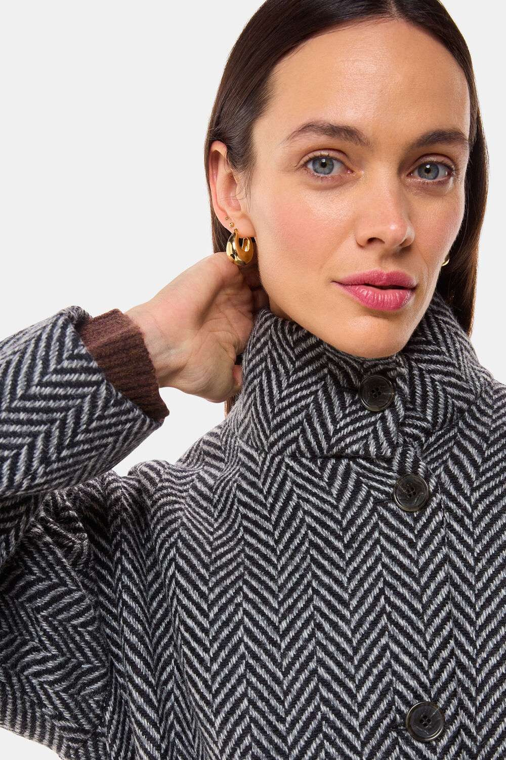Multicolour Cosette Funnel Neck Coat