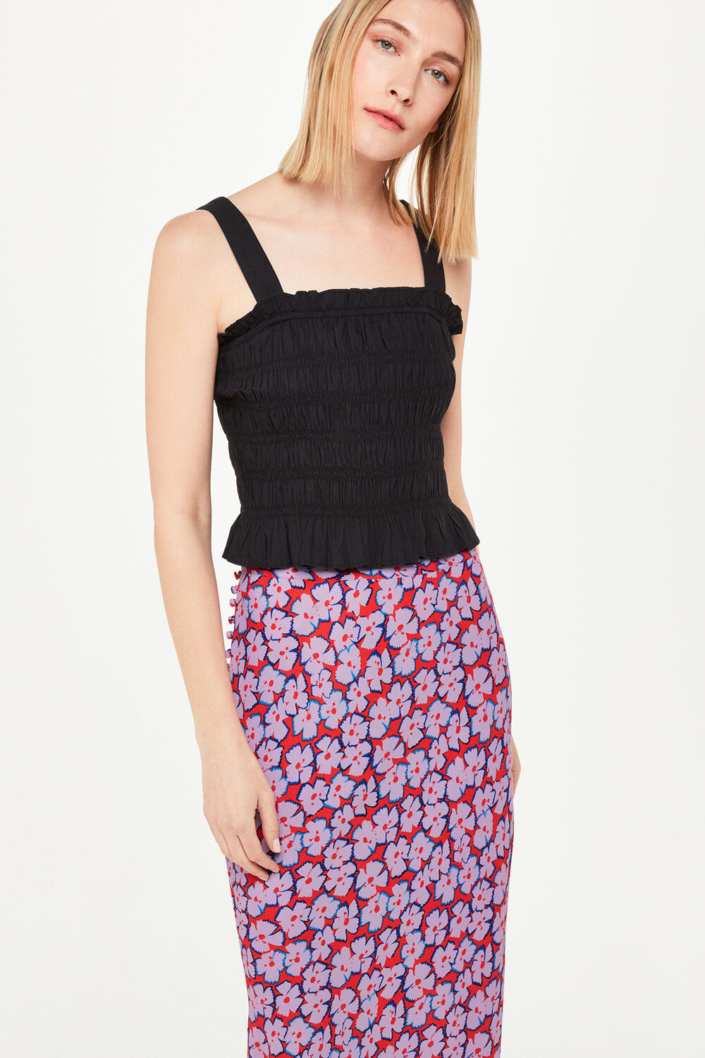 Multicolour Farfalle Print Bias Cut Skirt