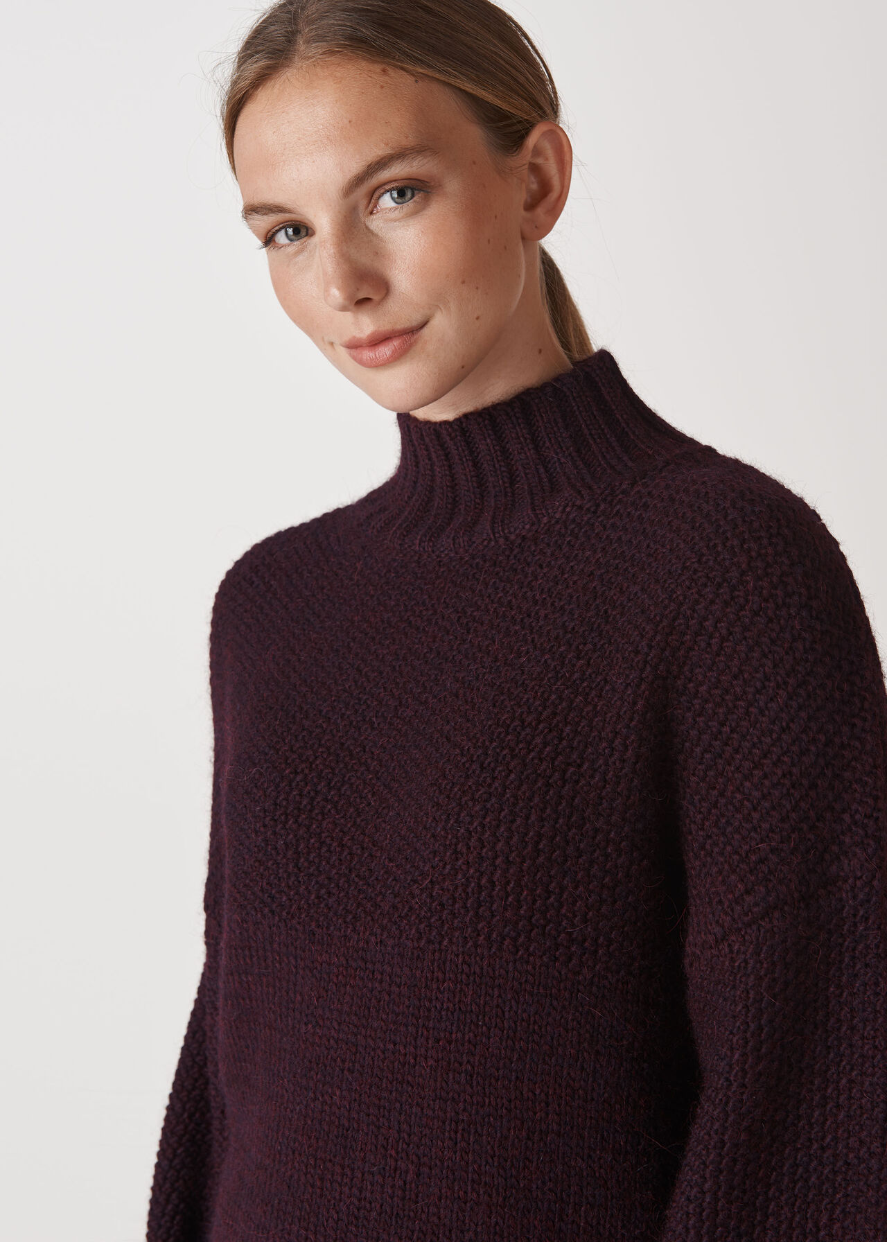 Burgundy Bramble Stitch Sweater WHISTLES
