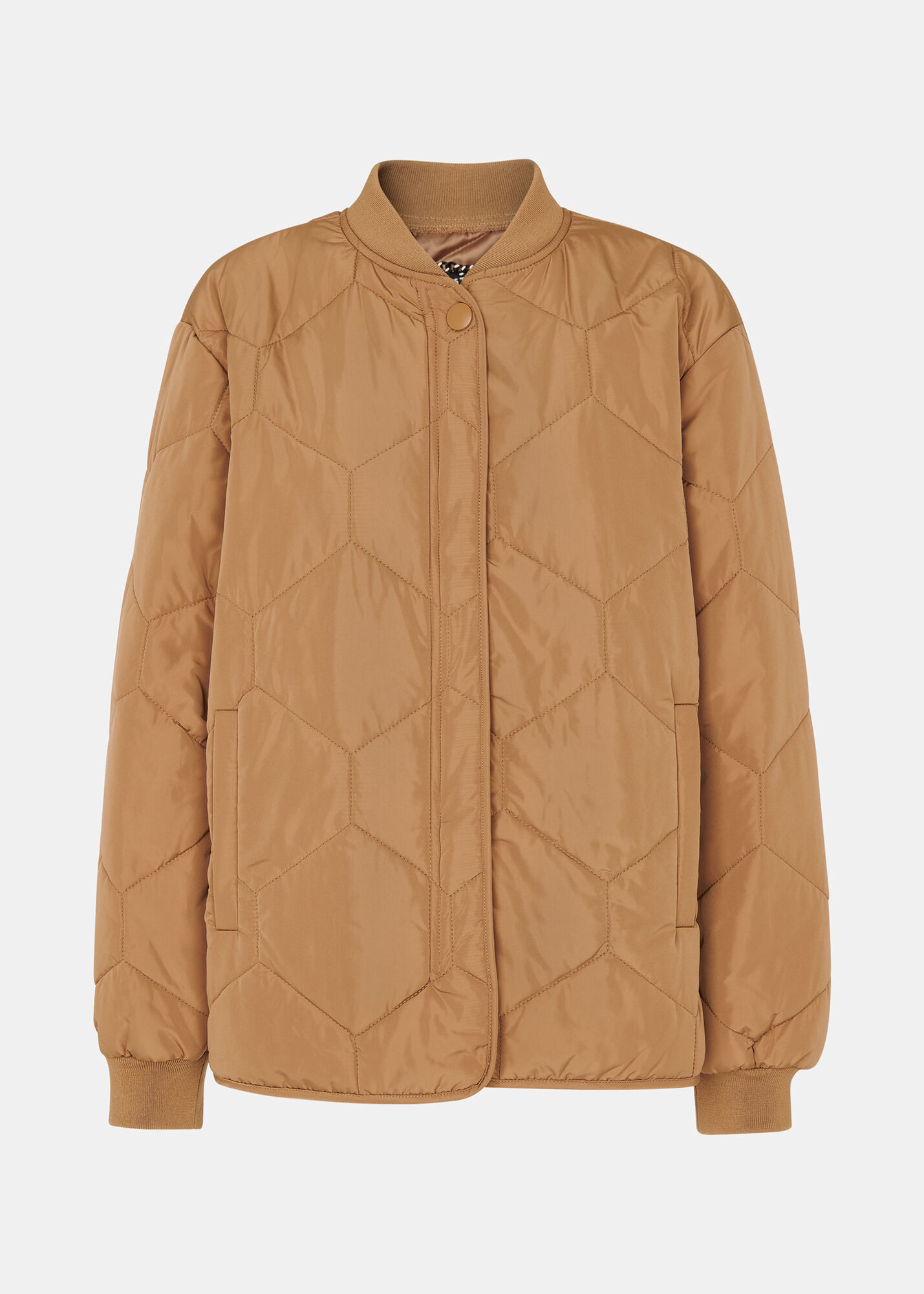 Camel quilted jacket store