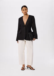 Petite Collarless Linen Blazer
