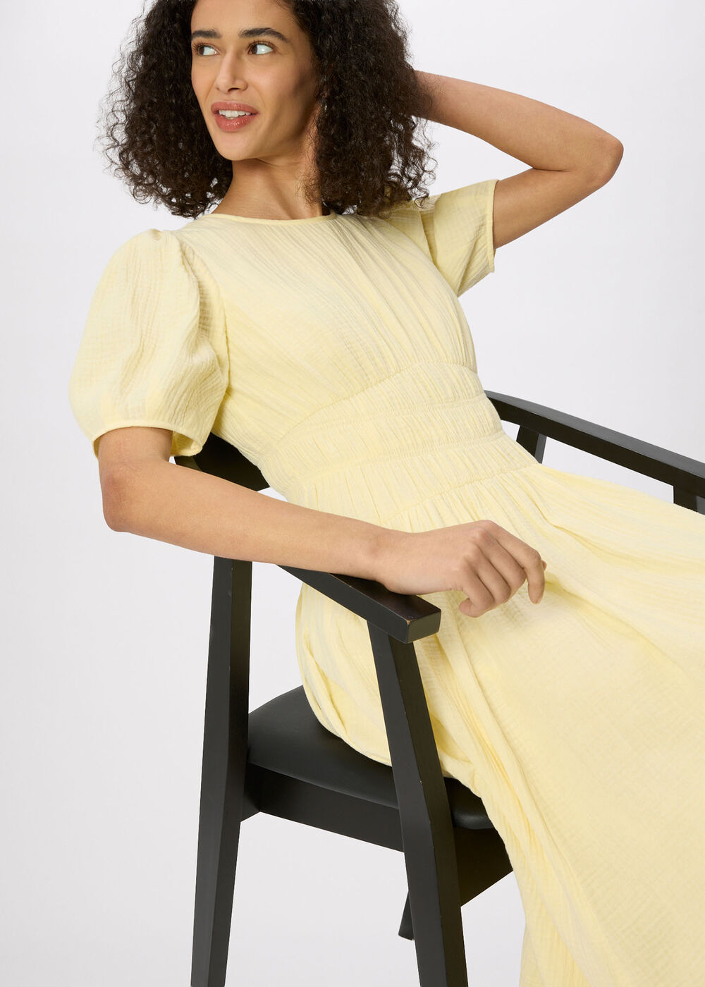 Gathered Textured Midi Dress