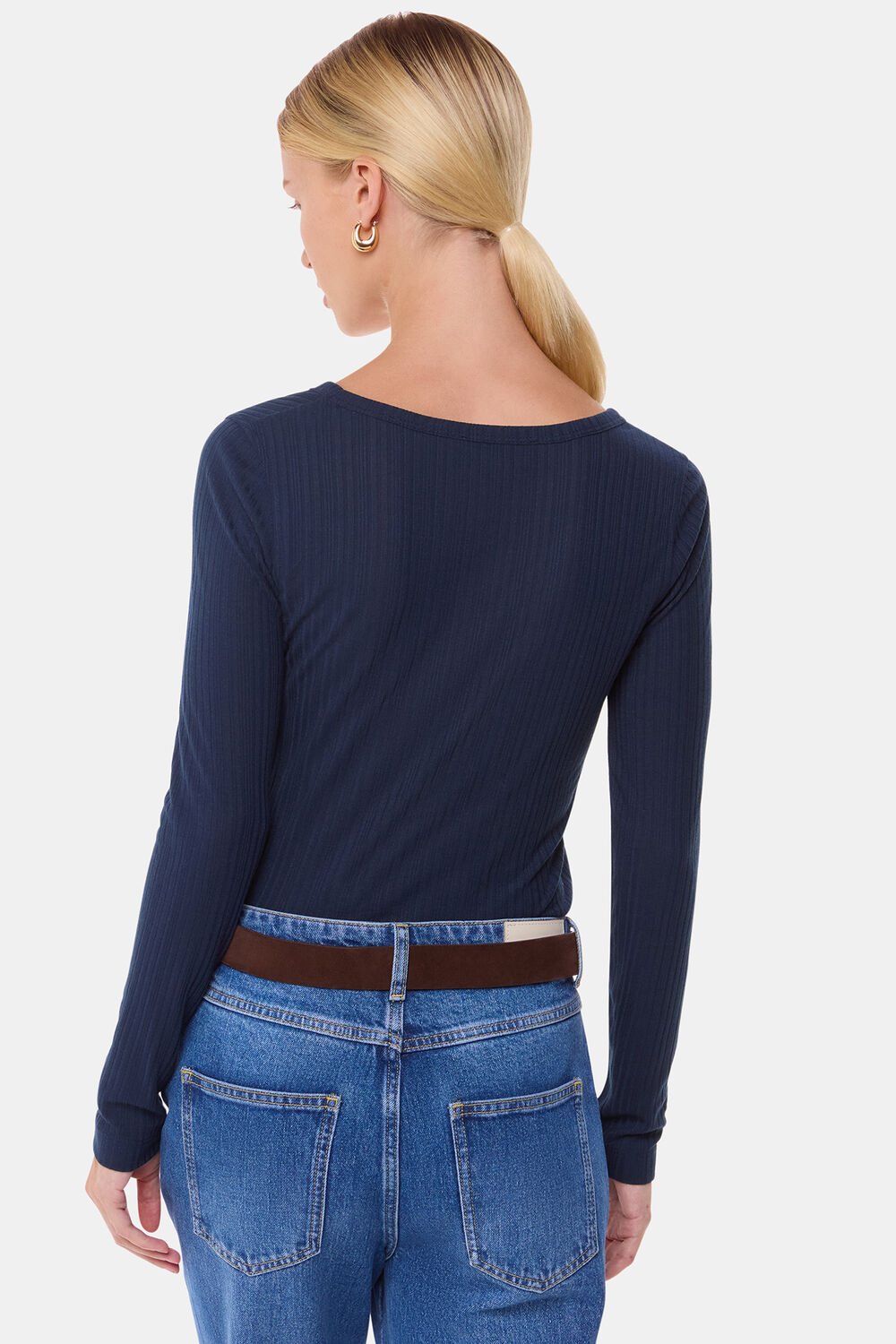 Diagonal Rib V Neck Top