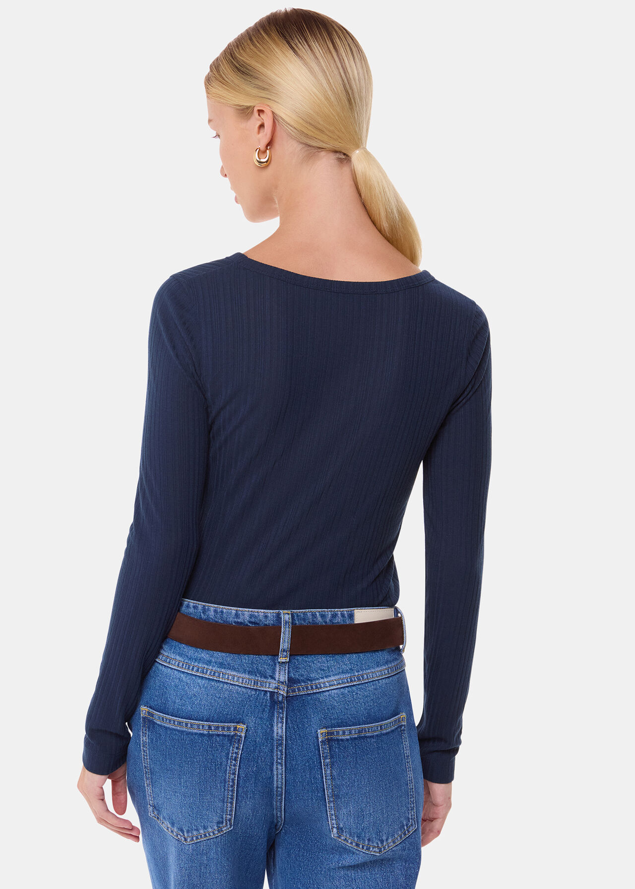 Diagonal Rib V Neck Top