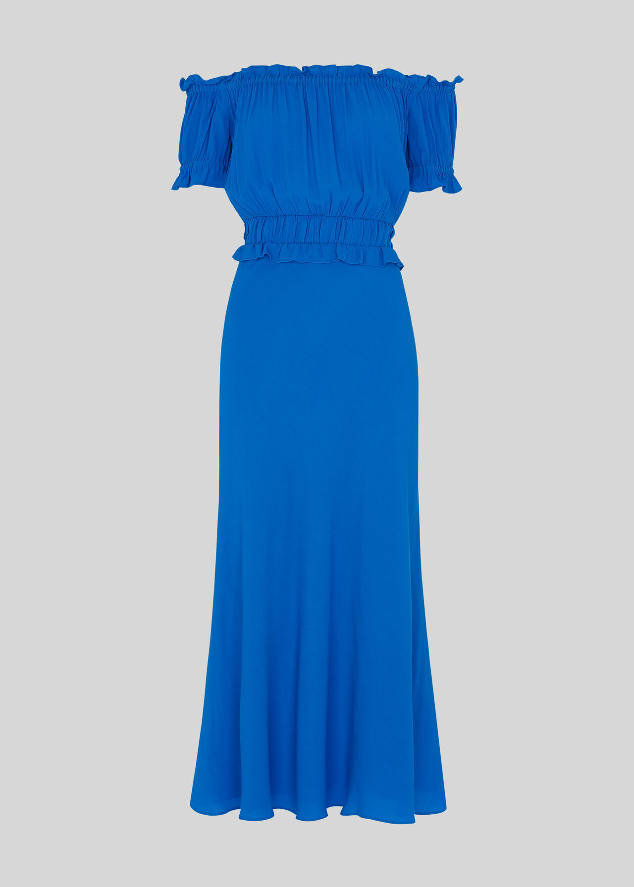 Blue Floren Shirred Bardot Dress WHISTLES