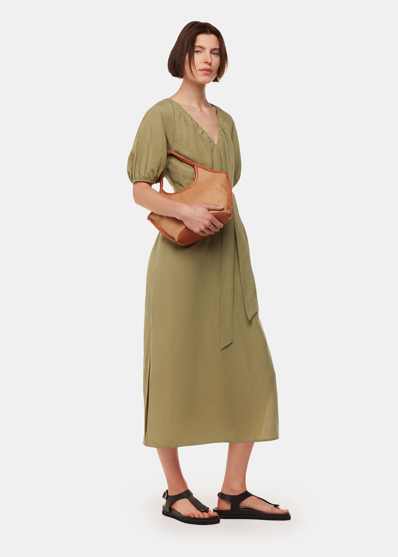 Ariella Linen Blend Midi Dress