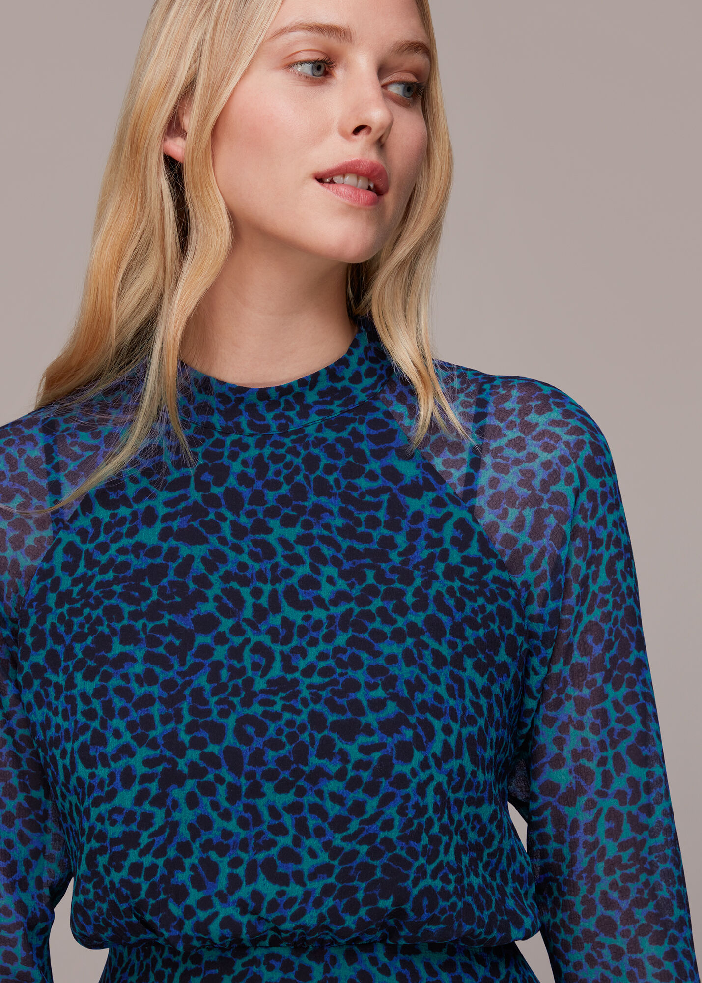 Teal/Multi Forest Leopard Carlotta Dress WHISTLES