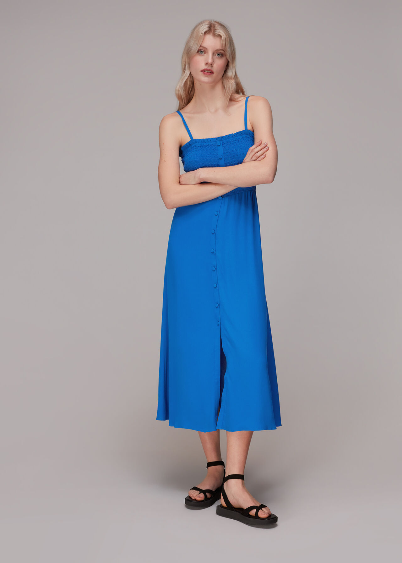 Blue Gracia Smocked Dress WHISTLES Whistles