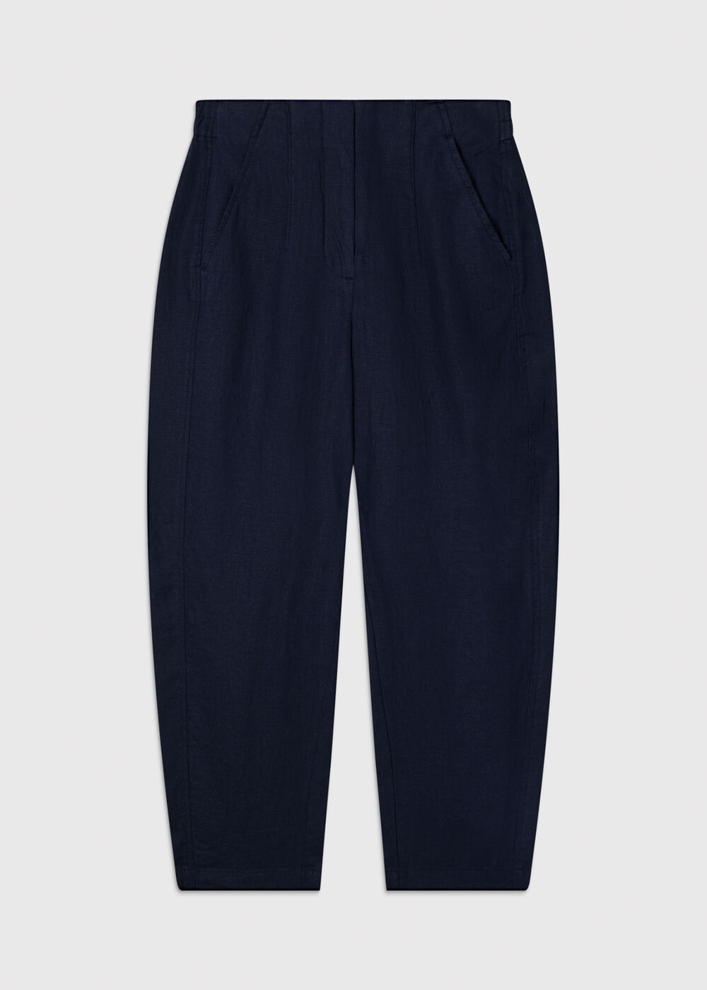 Petite Linen Barrel Leg Trouser