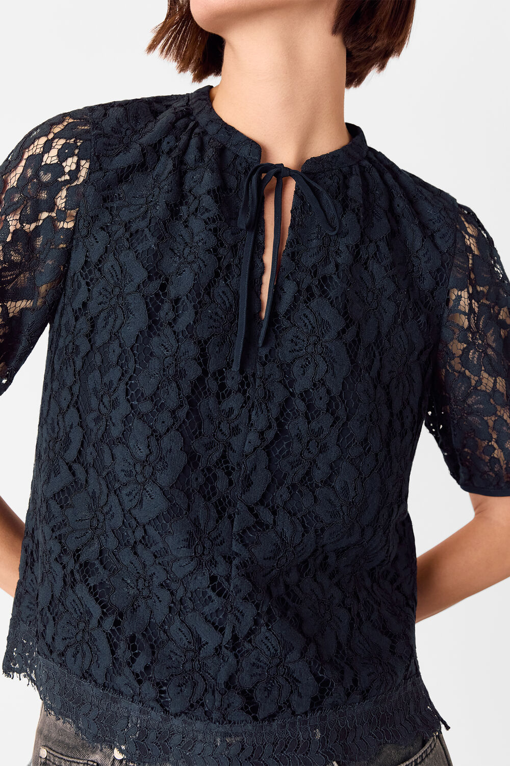 Lace Tie Detail Blouse