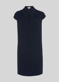 Paige V Neck Crepe Dress Navy