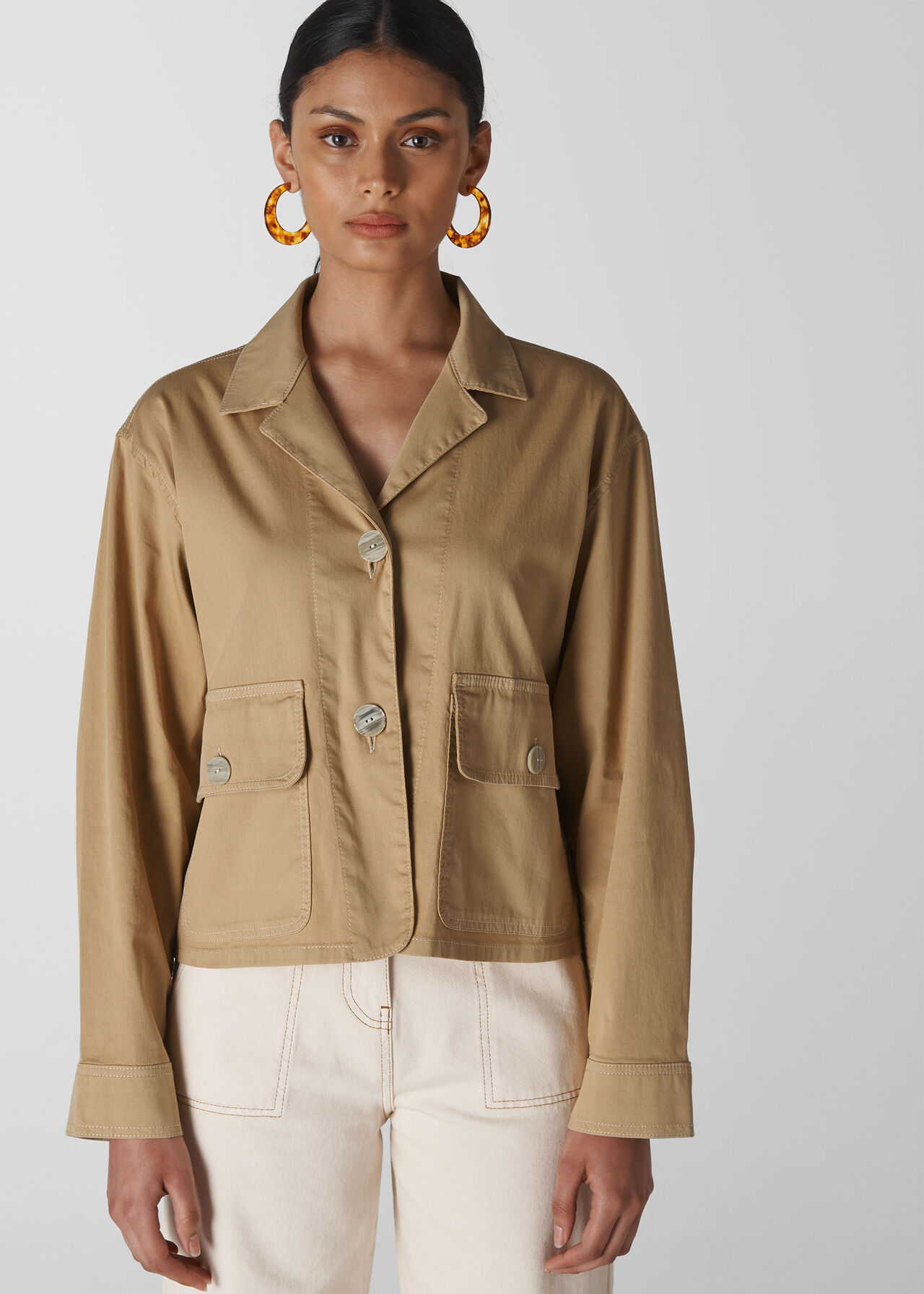 Utility Cropped Jacket Neutral