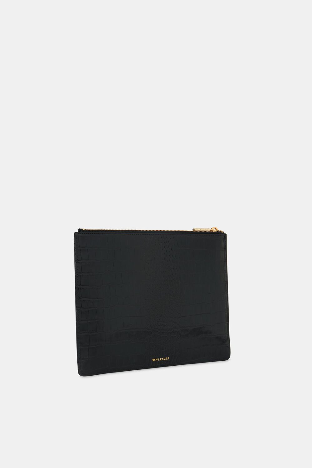 Black Shiny Croc Medium Clutch