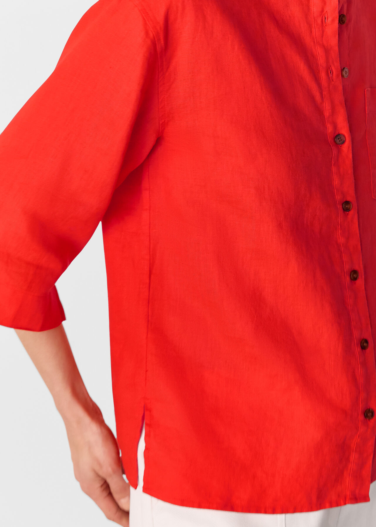 Linen Grandad Collar Shirt