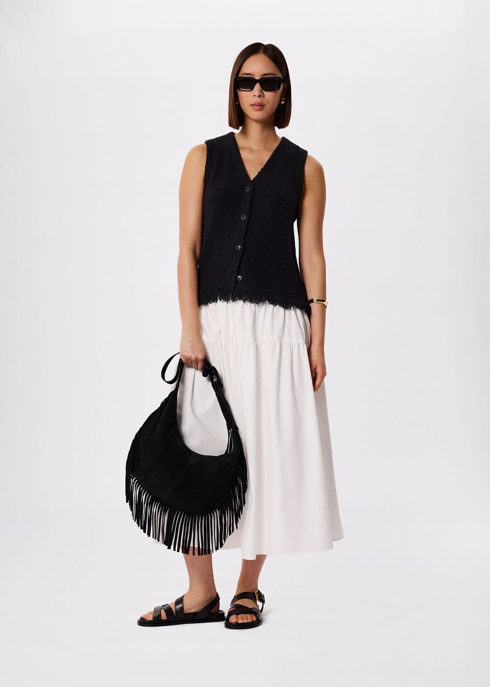 Cotton Boucle Fringe Tank