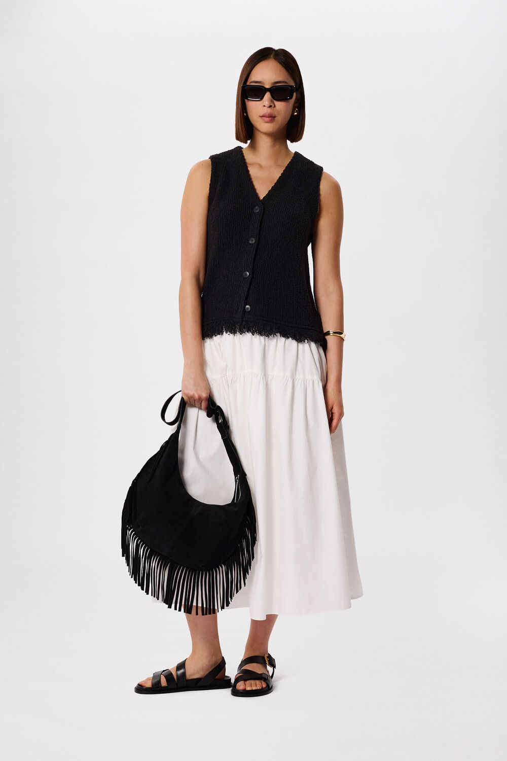 Cotton Boucle Fringe Tank