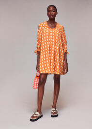 Lydia Gathered Trapeze Dress
