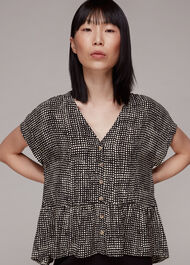 Spotted Check Peplum Top