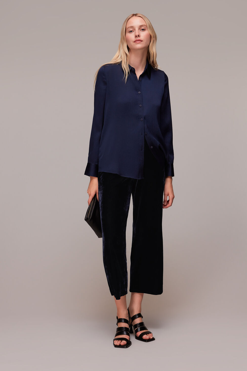 Velvet Wide Leg Crop Trouser