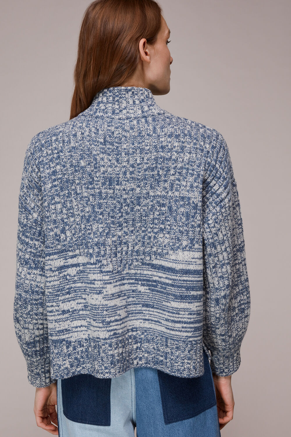 Zip Neck Rib Detail Sweater