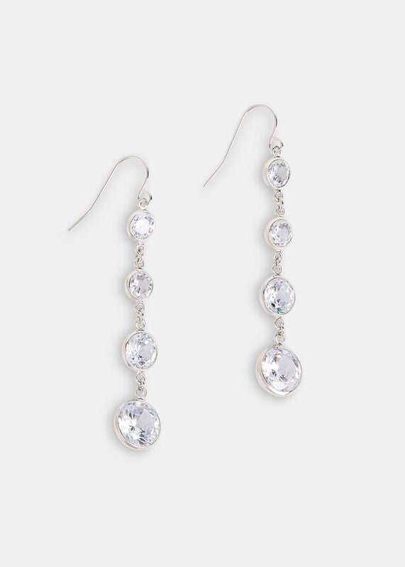 Silver Clear Gem Drop Earring