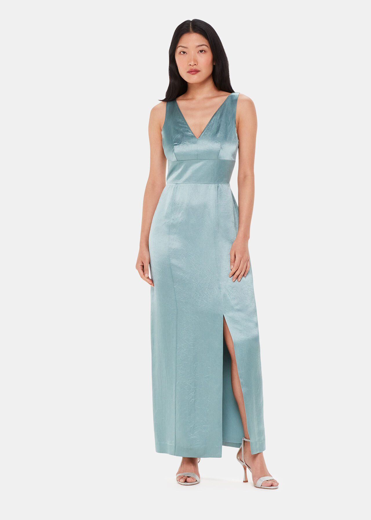 Sage Green Charlotte Satin Maxi Dress WHISTLES