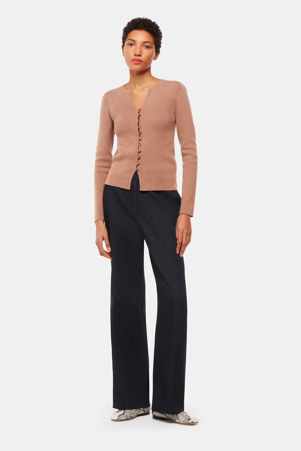 Ribbed Button Through Cardigan