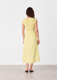 Shirred Bodice V Neck Dress