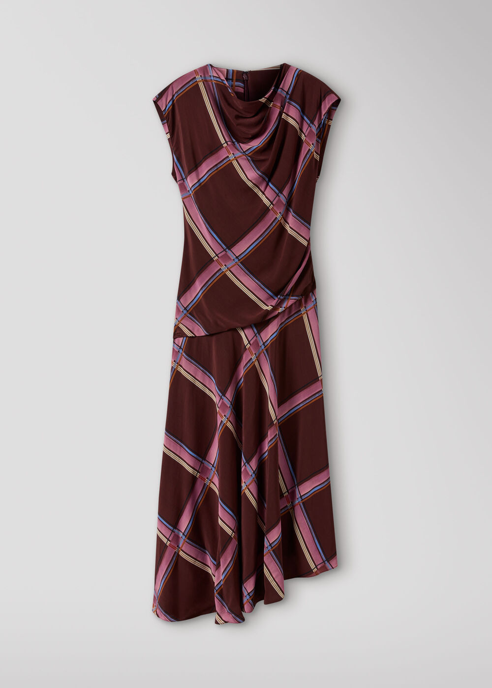 Painted Check Cowl Neck Dress
