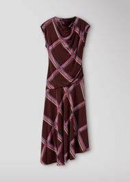 Painted Check Cowl Neck Dress