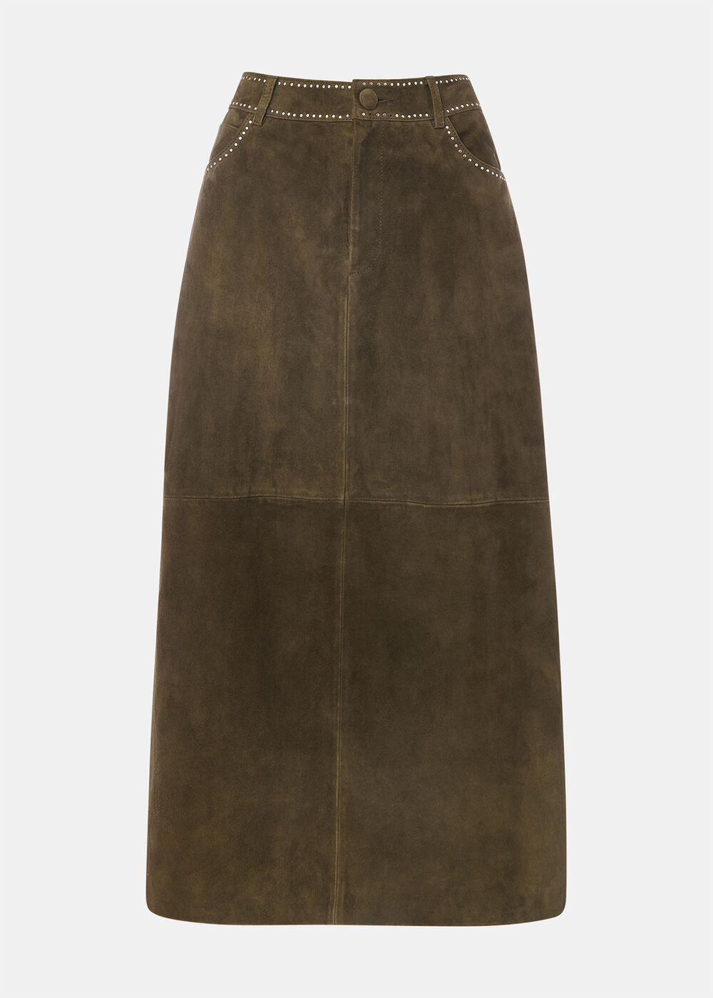 Suede Studded Column Skirt