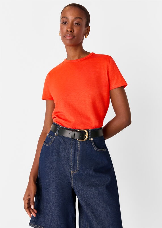 Red Posie Double Trim Tee