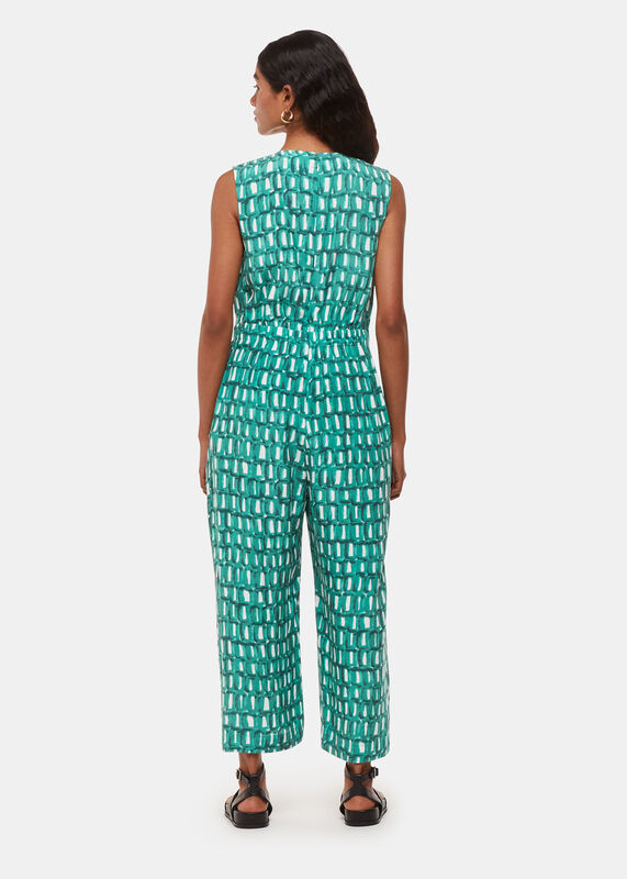 Green Petite Linked Smudge Lorna Jumpsuit